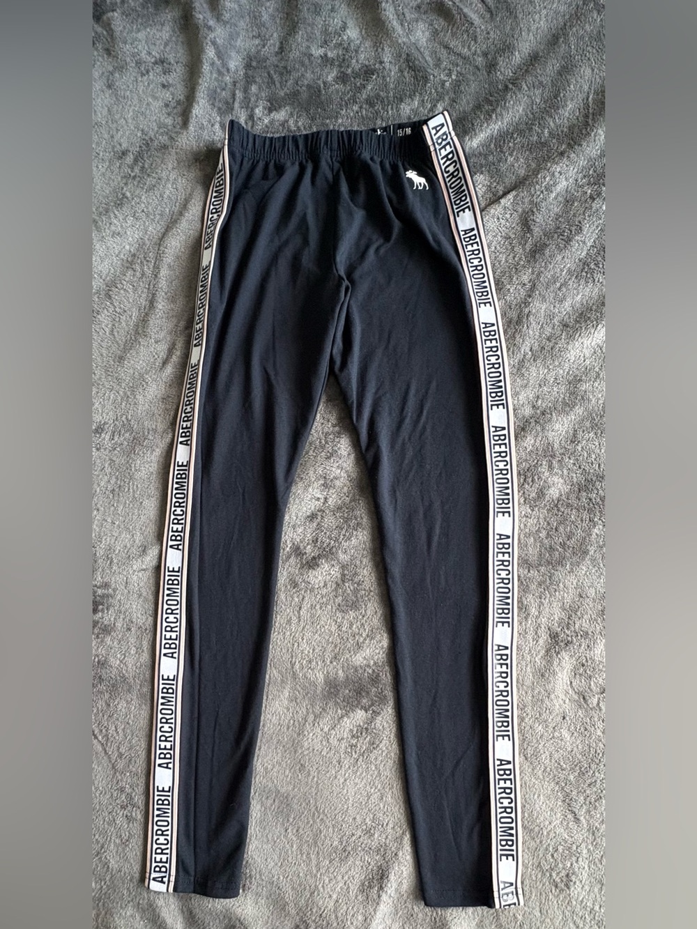 Abercrombie & Fitch Blue Leggings with White Logo Side Stripe